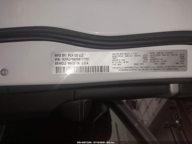 Продаж на аукціоні авто 2022 Jeep Grand Cherokee 4xe Limited 4x4, vin: 1C4RJYB62N8777731, номер лоту: 45572306