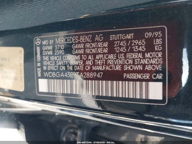 Aukcja sprzedaży 1996 Mercedes-benz S 420, vin: WDBGA43E9TA288947, numer aukcji: 45572344