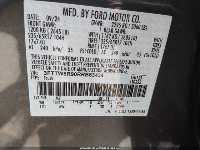 Ford Maverick Lariat 2024 3FTTW8R90RRB63434 Image 9