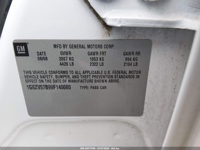 Продаж на аукціоні авто 2009 Saturn Aura Xr, vin: 1G8ZV57B99F140680, номер лоту: 45572358
