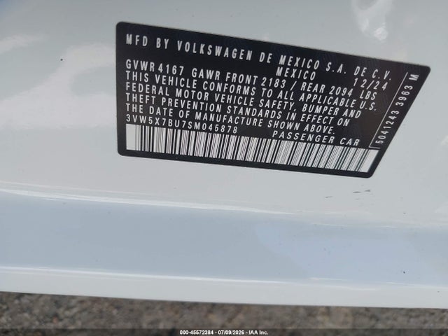 Aukcja sprzedaży 2025 Volkswagen Jetta 1.5t S, vin: 3VW5X7BU7SM045878, numer aukcji: 45572384