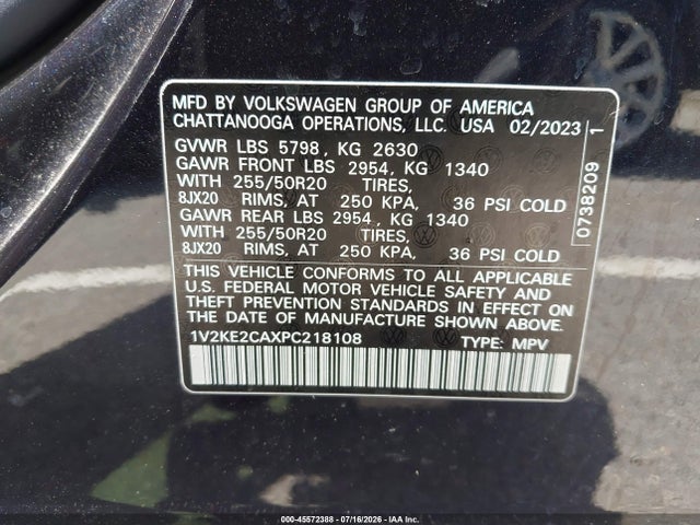 Продаж на аукціоні авто 2023 Volkswagen Atlas Cross Sport 3.6l V6 Se W/technology, vin: 1V2KE2CAXPC218108, номер лоту: 45572388