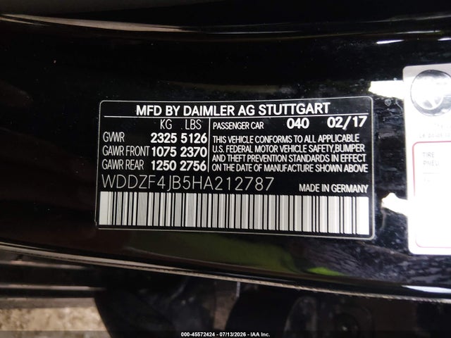 Продаж на аукціоні авто 2017 Mercedes-benz E 300, vin: WDDZF4JB5HA212787, номер лоту: 45572424