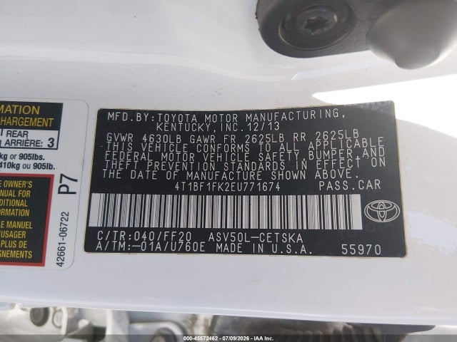 Toyota CAMRY SE 2014 4T1BF1FK2EU771674 Image 9