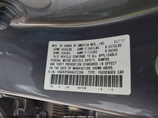 1HGCR3F88HA022286 Honda Accord Ex-l V6