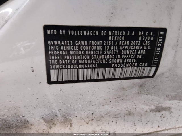 Продаж на аукціоні авто 2020 Volkswagen Jetta 1.4t R-line/1.4t S/1.4t Se, vin: 3VWCB7BU3LM064063, номер лоту: 45572588