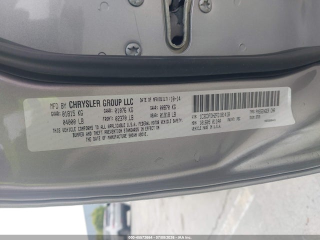 45572664 :رقم المزاد ، 1C3CDFDH2FD181418 vin ، 2015 Dodge Dart Aero مزاد بيع