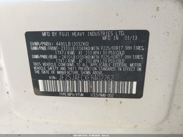 Aukcja sprzedaży 2014 Subaru Forester 2.5i Premium, vin: JF2SJAECXEH402262, numer aukcji: 45572744