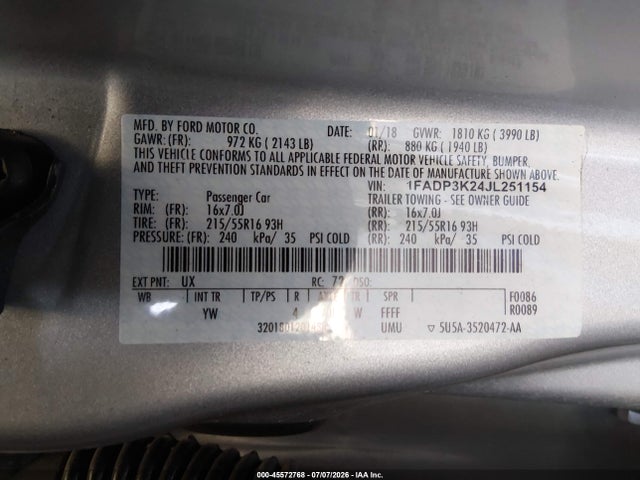 Ford FOCUS SE 2018 1FADP3K24JL251154 Image 9