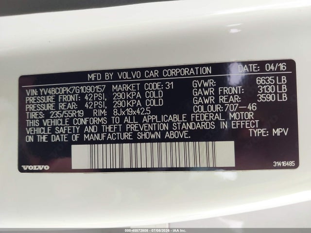 YV4BC0PK7G1090157 Volvo Xc90 Hybrid T8 Momentum