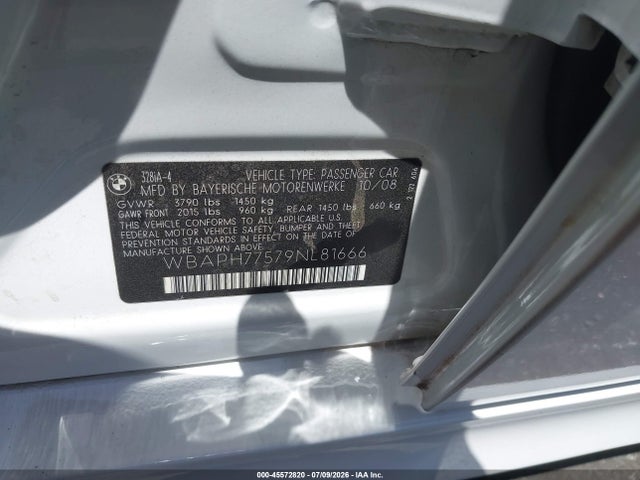 2009 Bmw 328i მანქანა იყიდება აუქციონზე, vin: WBAPH77579NL81666, აუქციონის ნომერი: 45572820