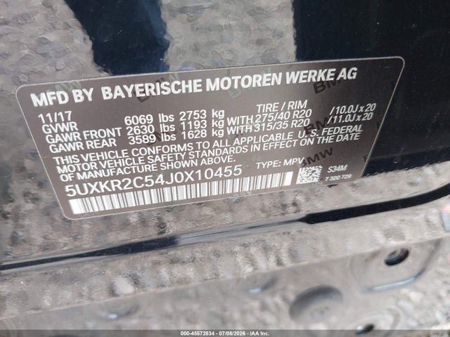 Auction sale of the 2018 Bmw X5 Sdrive35i, vin: 5UXKR2C54J0X10455, lot number: 45572834