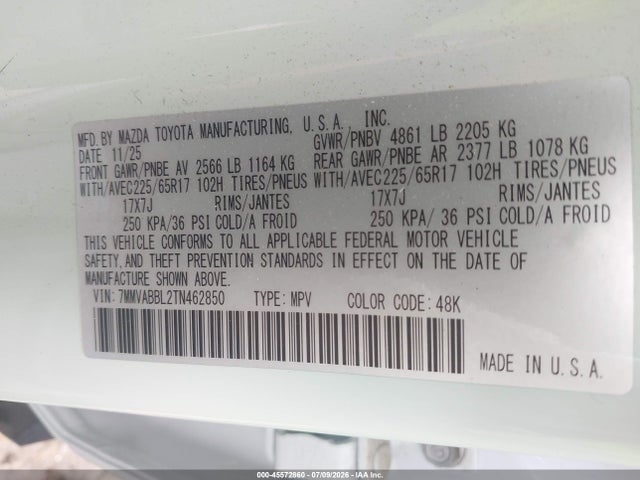 Aukcja sprzedaży 2026 Mazda Cx-50 2.5 S Preferred, vin: 7MMVABBL2TN462850, numer aukcji: 45572860