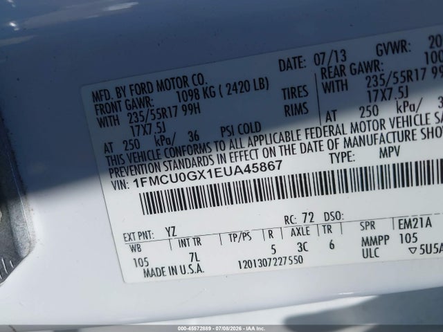 Ford ESCAPE SE 2014 1FMCU0GX1EUA45867 Image 9