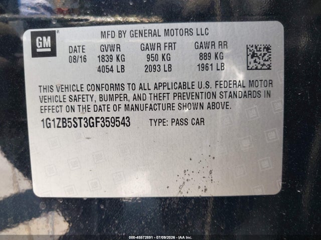Chevrolet MALIBU LS 2016 1G1ZB5ST3GF359543 Image 9
