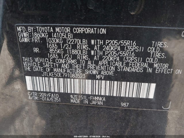 45572909 :رقم المزاد ، JTLKE50E791083523 vin ، 2009 Scion Xb مزاد بيع