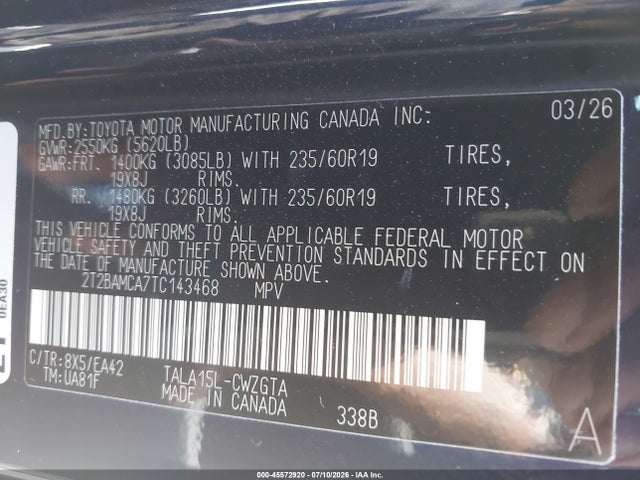 2026 Lexus Rx 350 Premium მანქანა იყიდება აუქციონზე, vin: 2T2BAMCA7TC143468, აუქციონის ნომერი: 45572920
