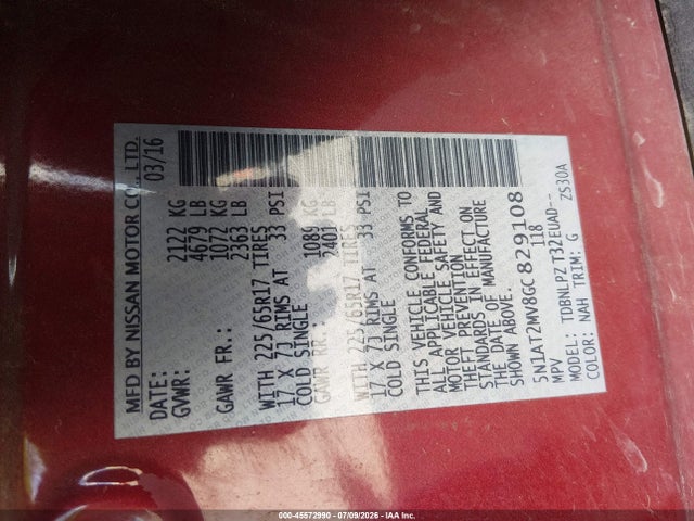 Nissan ROGUE S 2016 5N1AT2MV8GC829108 Image 9