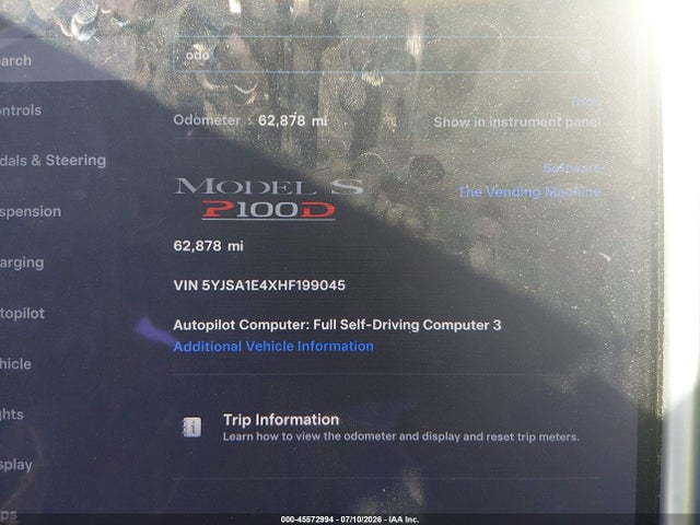 Tesla Model S 100d/60d/75d/90d/p100d 2017 5YJSA1E4XHF199045 Image 7