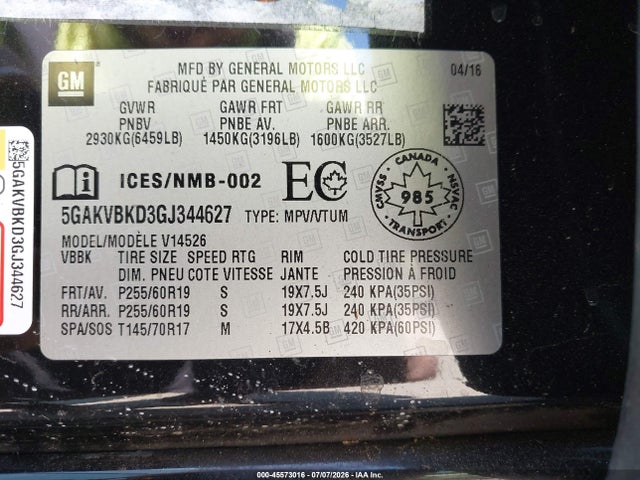 Buick Enclave Leather 2016 5GAKVBKD3GJ344627 Image 9