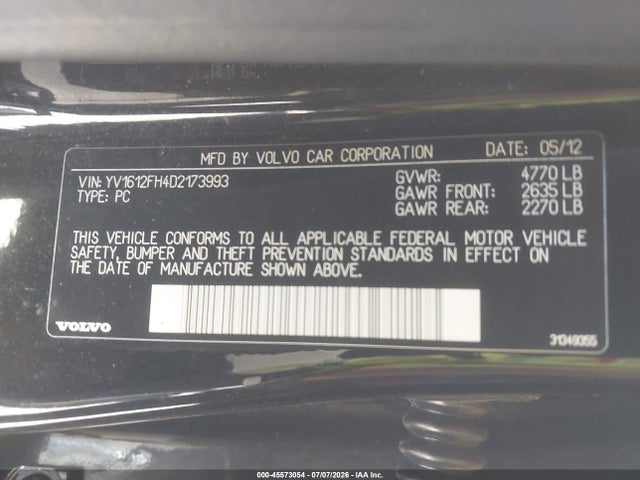 Продажа на аукционе авто 2013 Volvo S60 T5/t5 Platinum/t5 Premier/t5 Premier Plus, vin: YV1612FH4D2173993, номер лота: 45573054