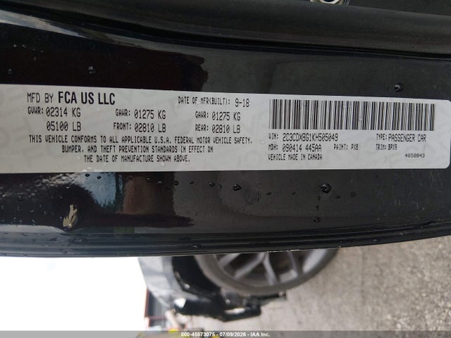 2019 Dodge Charger Sxt Rwd მანქანა იყიდება აუქციონზე, vin: 2C3CDXBG1KH505049, აუქციონის ნომერი: 45573075