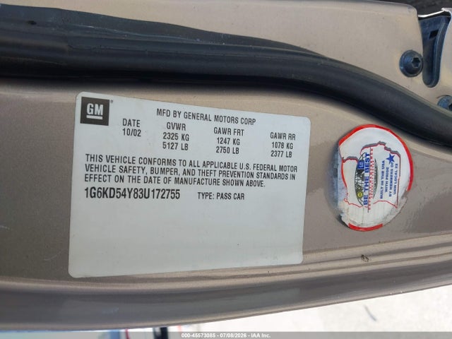 Продажа на аукционе авто 2003 Cadillac Deville Standard, vin: 1G6KD54Y83U172755, номер лота: 45573085