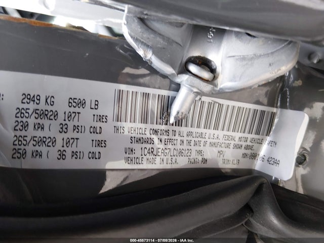 2020 Jeep Grand Cherokee Altitude 4x2 მანქანა იყიდება აუქციონზე, vin: 1C4RJEAG7LC106123, აუქციონის ნომერი: 45573114
