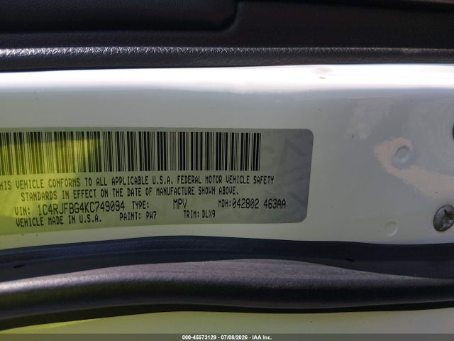 Продажа на аукционе авто 2019 Jeep Grand Cherokee Limited 4x4, vin: 1C4RJFBG4KC749094, номер лота: 45573129