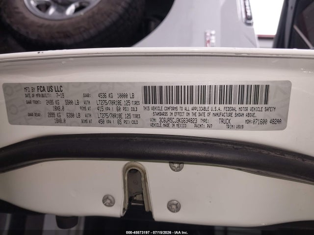 Aukcja sprzedaży 2019 Ram 2500 Tradesman  4x4 6'4 Box, vin: 3C6UR5CJ3KG634823, numer aukcji: 45573197