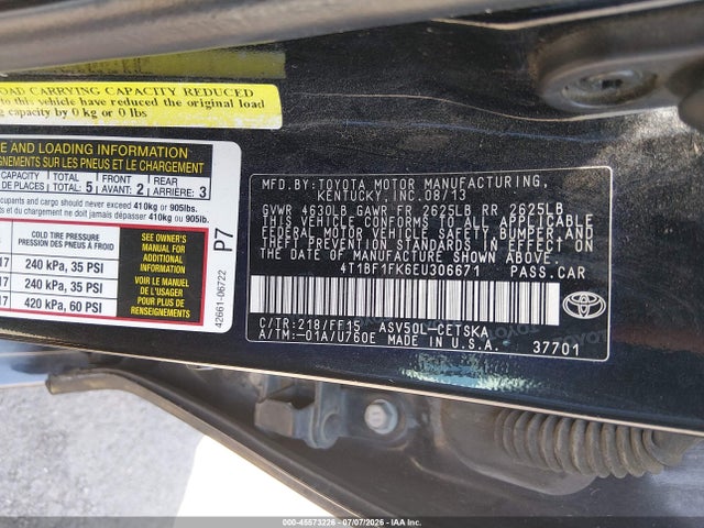 Toyota CAMRY SE 2014 4T1BF1FK6EU306671 Image 9
