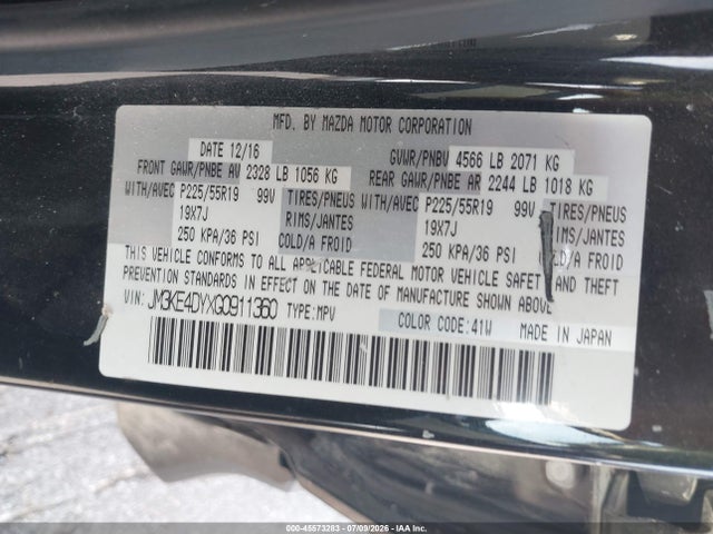 45573283 :رقم المزاد ، JM3KE4DYXG0911360 vin ، 2016 Mazda Cx-5 Grand Touring مزاد بيع