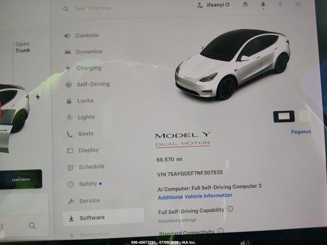 45573291 :رقم المزاد ، 7SAYGDEF7NF307535 vin ، 2022 Tesla Model Y Performance Dual Motor All-wheel Drive مزاد بيع