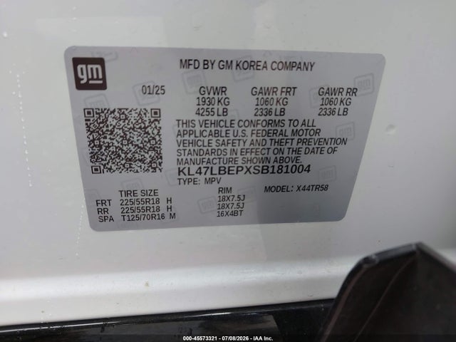 45573321 :رقم المزاد ، KL47LBEPXSB181004 vin ، 2025 Buick Envista Sport Touring Fwd مزاد بيع