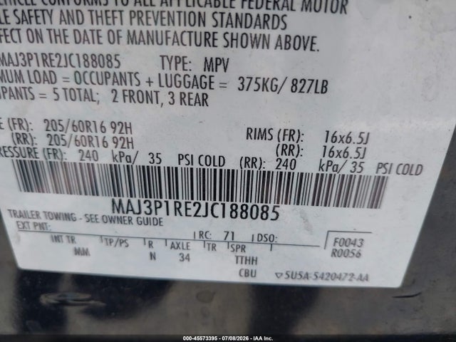Ford ECOSPORT S 2018 MAJ3P1RE2JC188085 Image 9