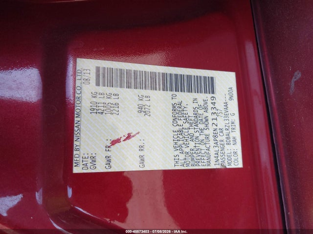 Nissan Altima 2.5 S 2014 1N4AL3AP8EN213349 Image 9