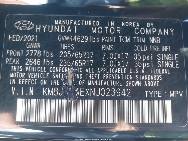 Hyundai TUCSON SE 2022 KM8JA3AEXNU023942 Image 9