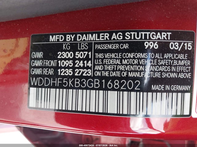2016 Mercedes-benz E 350 მანქანა იყიდება აუქციონზე, vin: WDDHF5KB3GB168202, აუქციონის ნომერი: 45573424