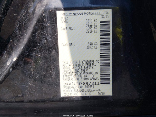 1N4AL3AP1FN897811 Nissan Altima 2.5 S