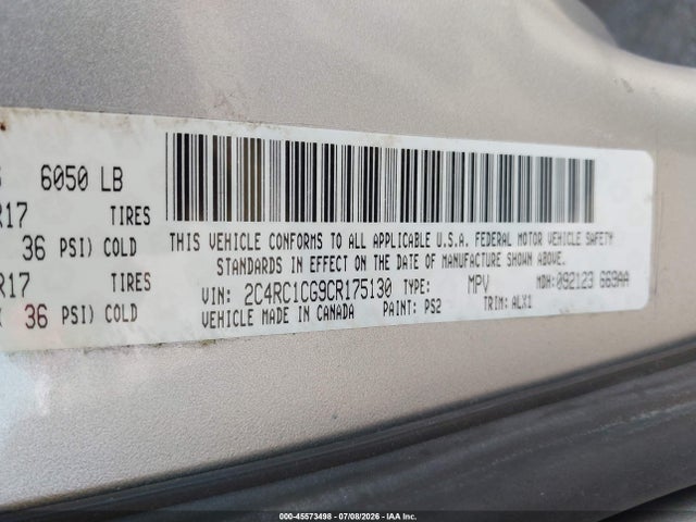 Продажа на аукционе авто 2012 Chrysler Town & Country Touring-l, vin: 2C4RC1CG9CR175130, номер лота: 45573498