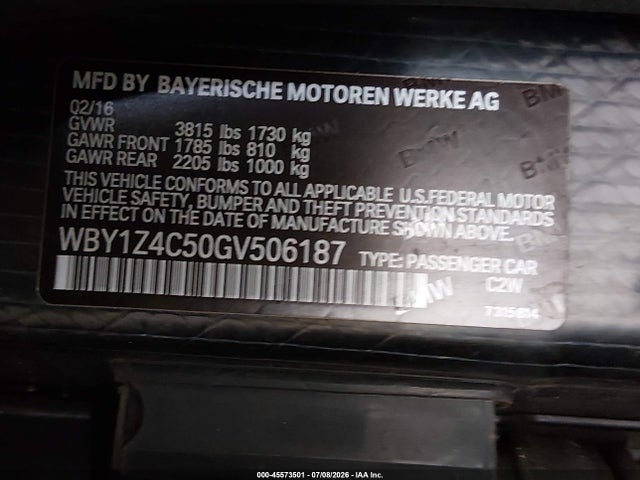 BMW I3 Base W/range Extender 2016 WBY1Z4C50GV506187 Image 9