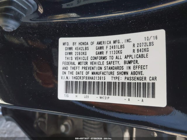 1HGCR3F9XHA013615 Honda Accord Touring V6