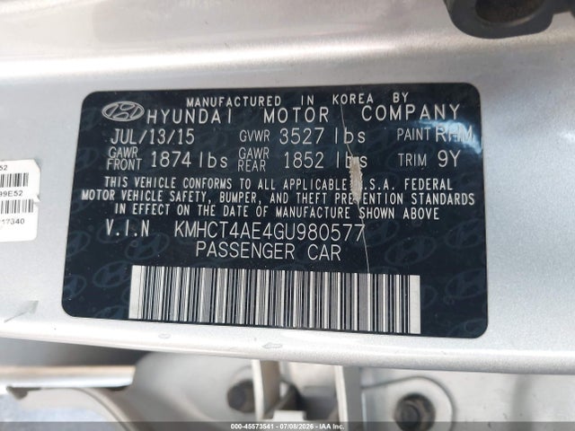 Hyundai ACCENT SE 2016 KMHCT4AE4GU980577 Image 9