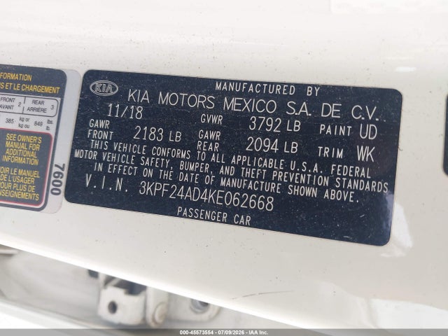 KIA FORTE FE 2019 3KPF24AD4KE062668 Image 9