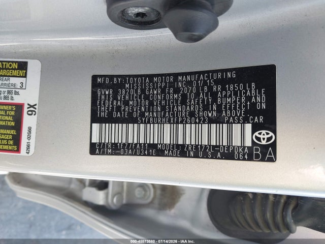 Toyota COROLLA L 2015 5YFBURHEXFP260423 Image 9