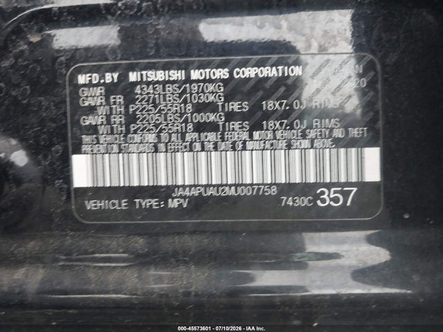 Продажа на аукционе авто 2021 Mitsubishi Outlander Sport 2.0 Be 2wd/2.0 Es 2wd/2.0 Le 2wd/2.0 S 2wd, vin: JA4APUAU2MU007758, номер лота: 45573601