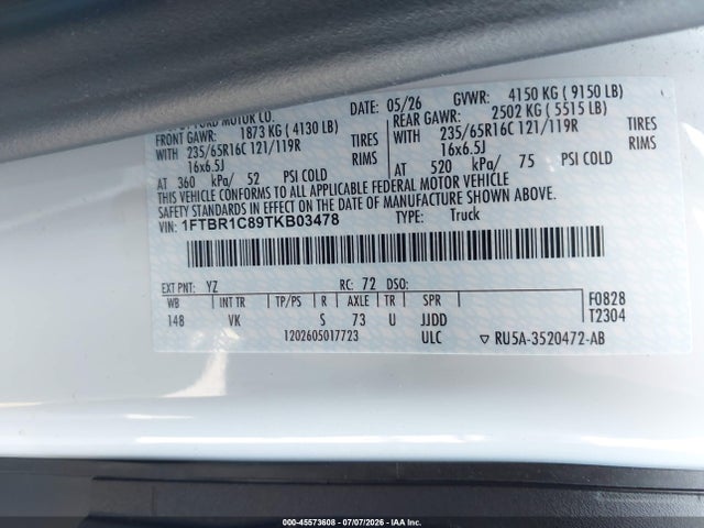 Ford Transit-250 2026 1FTBR1C89TKB03478 Image 9