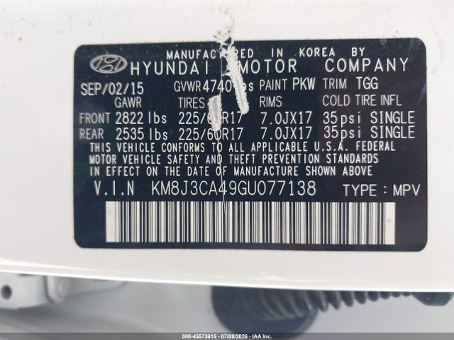 Hyundai TUCSON SE 2016 KM8J3CA49GU077138 Image 9