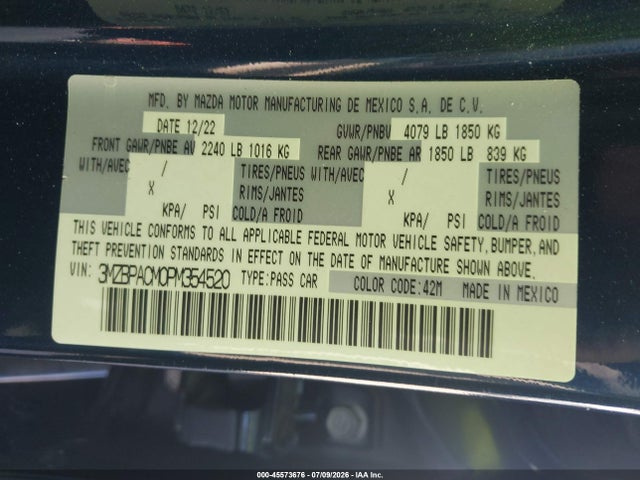 Mazda Mazda3 2.5 S Preferred 2023 3MZBPACM0PM354520 Image 9