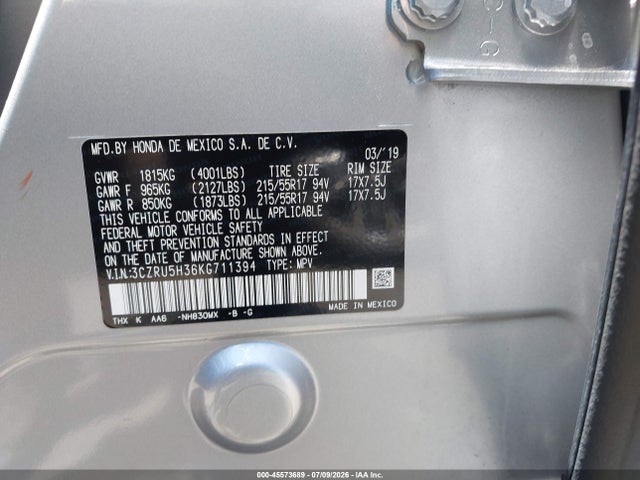 Honda HR-V LX 2019 3CZRU5H36KG711394 Image 9
